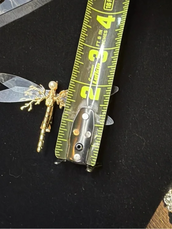 Gold Dragonfly Hair Clip with Pearl Accent - Picture 3 of 8